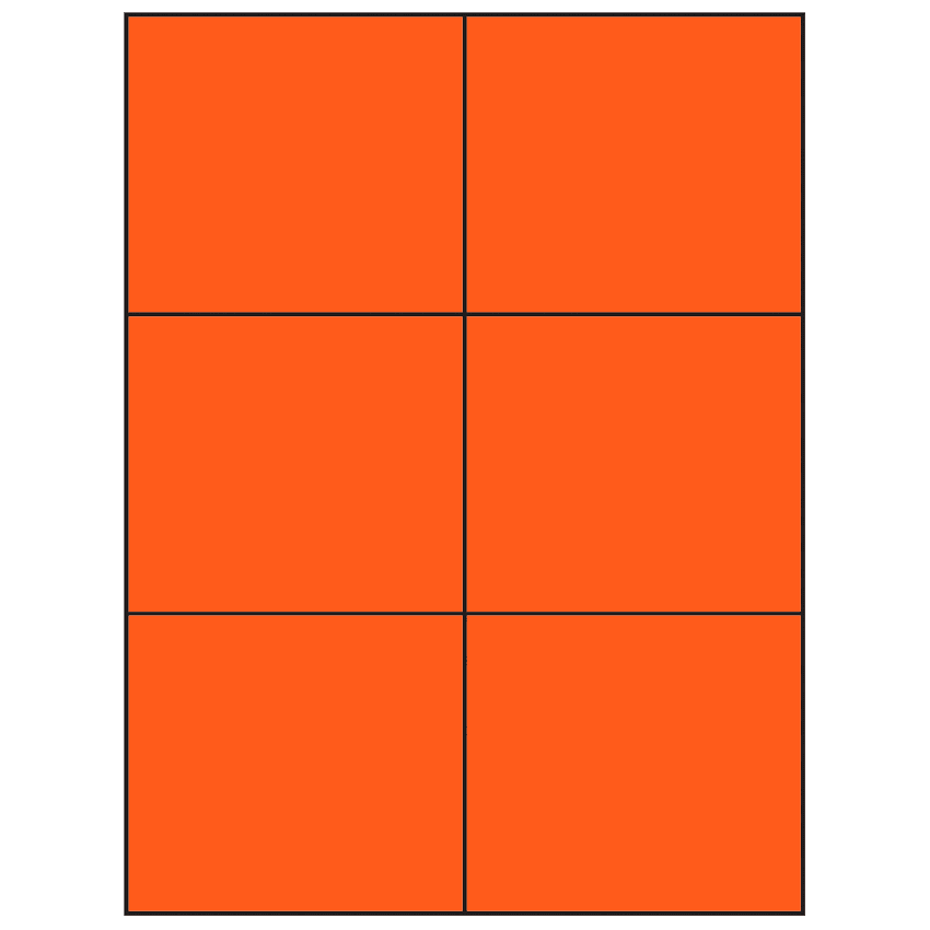 4.25" x 3.66" Fluorescent Red Rectangular Sheet Labels