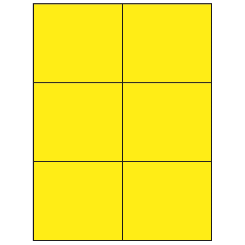 4.25" x 3.66" Fluorescent Yellow Rectangular Sheet Labels