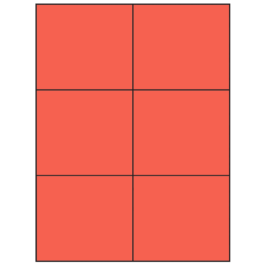 4.25" x 3.66" Red Rectangular Sheet Labels