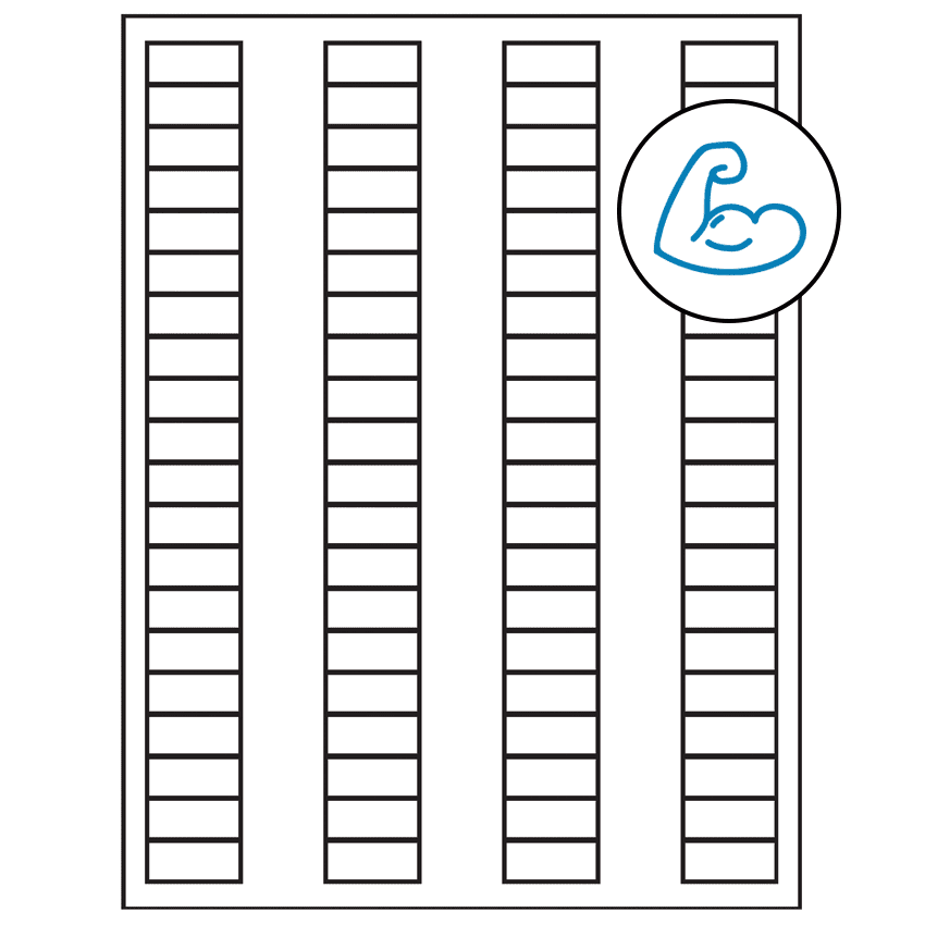 1.125" x 0.5" White Rectangular Sheet Labels - Ultra Aggressive Adhesive