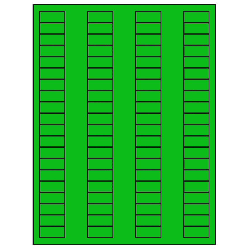 1.125" x 0.5" Fluorescent Green Rectangular Sheet Labels