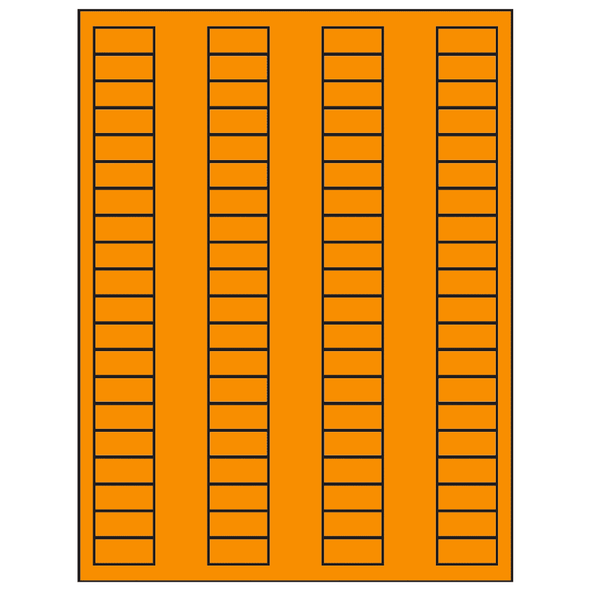 1.125" x 0.5" Fluorescent Orange Rectangular Sheet Labels