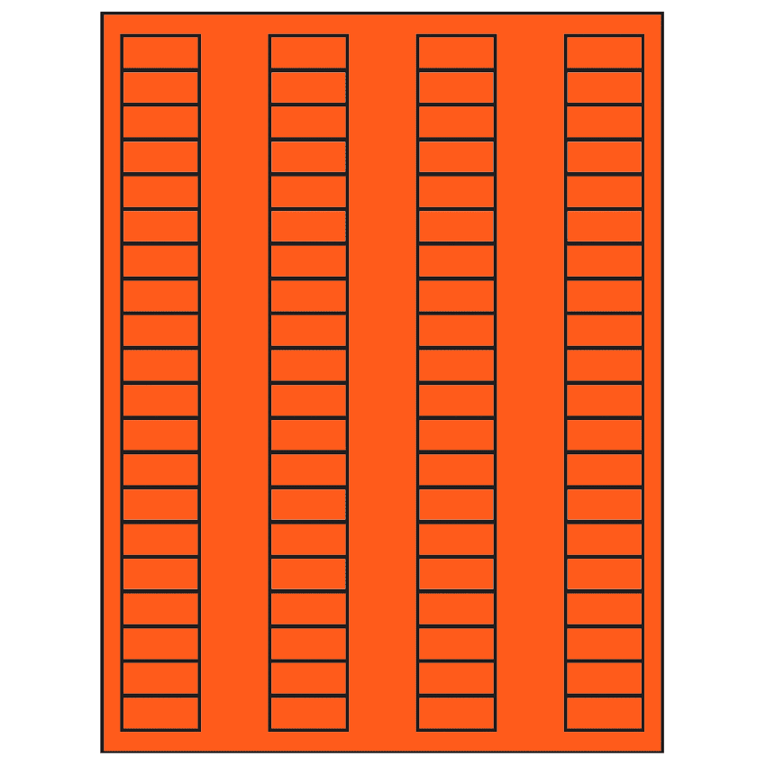 1.125" x 0.5" Fluorescent Red Rectangular Sheet Labels