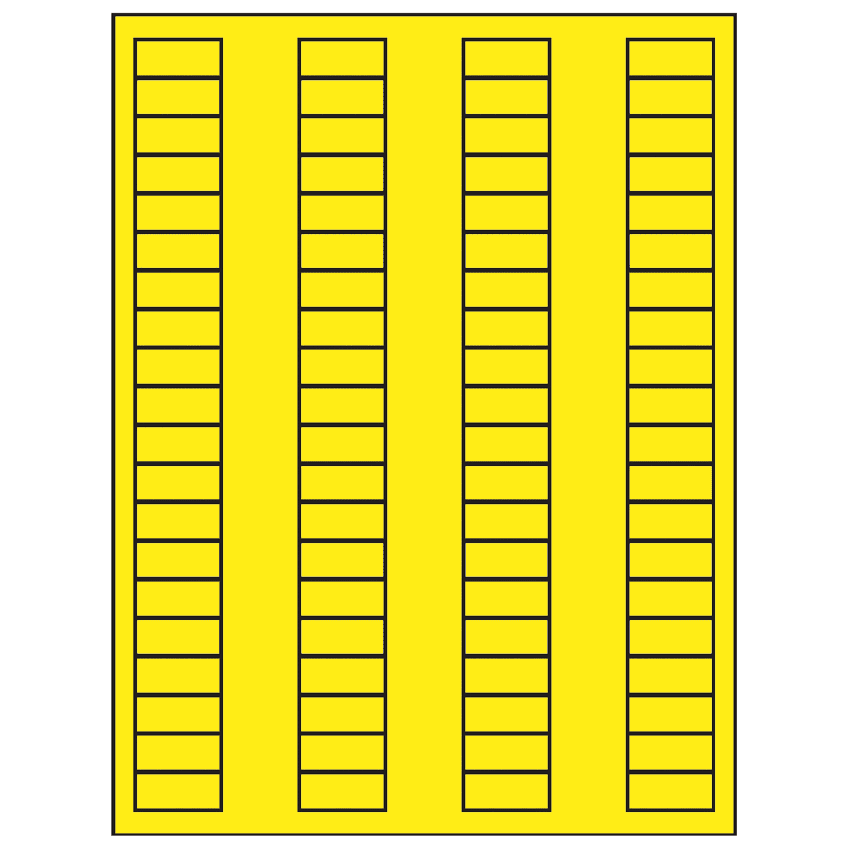 1.125" x 0.5" Fluorescent Yellow Rectangular Sheet Labels