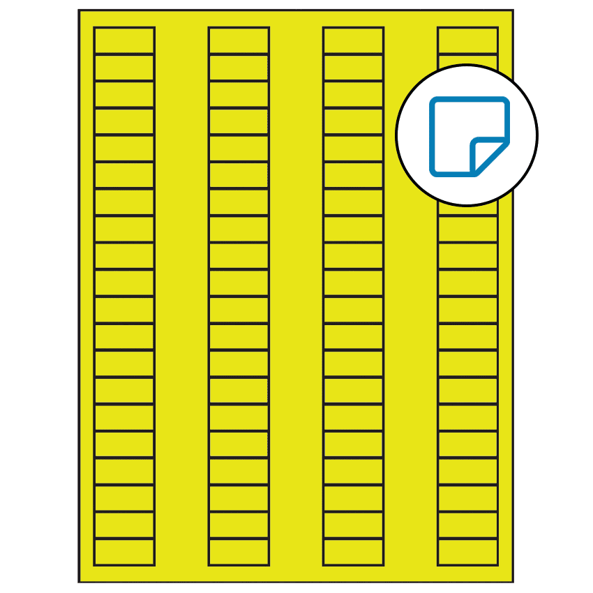 1.125" x 0.5" Fluorescent Yellow Rectangular Sheet Labels - Removable Adhesive