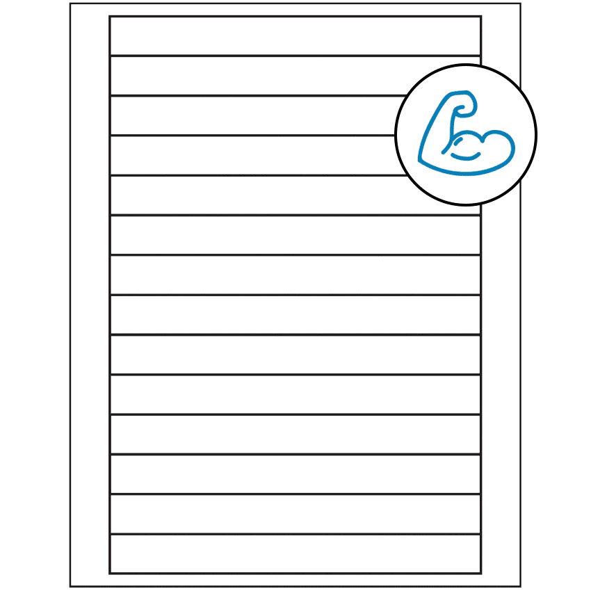 7" x 0.75" White Rectangular Sheet Labels - Ultra Aggressive Adhesive