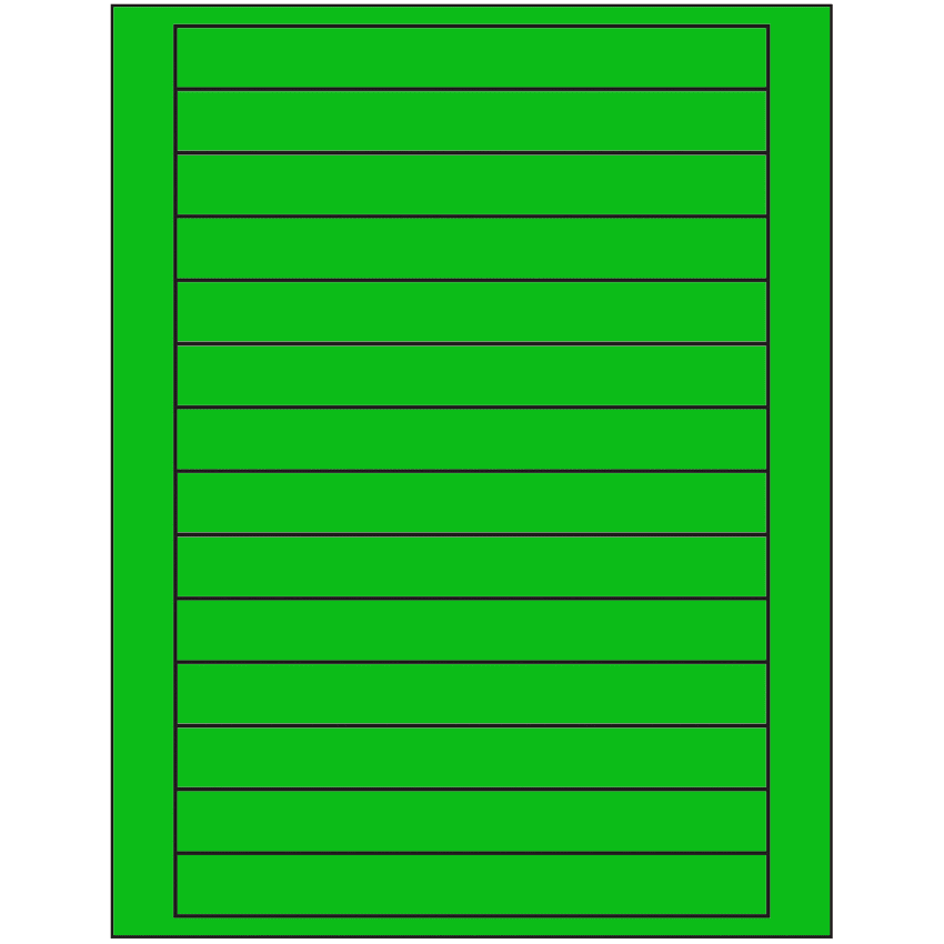 7" x 0.75" Fluorescent Green Rectangular Sheet Labels