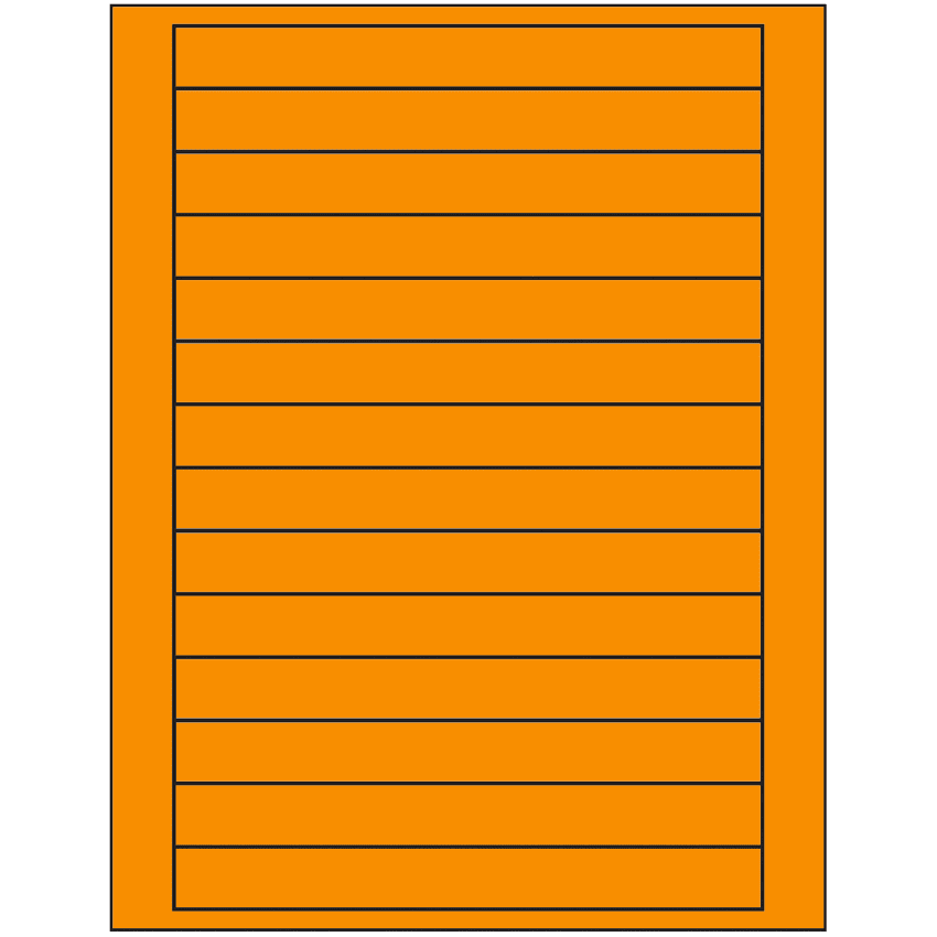 7" x 0.75" Fluorescent Orange Rectangular Sheet Labels