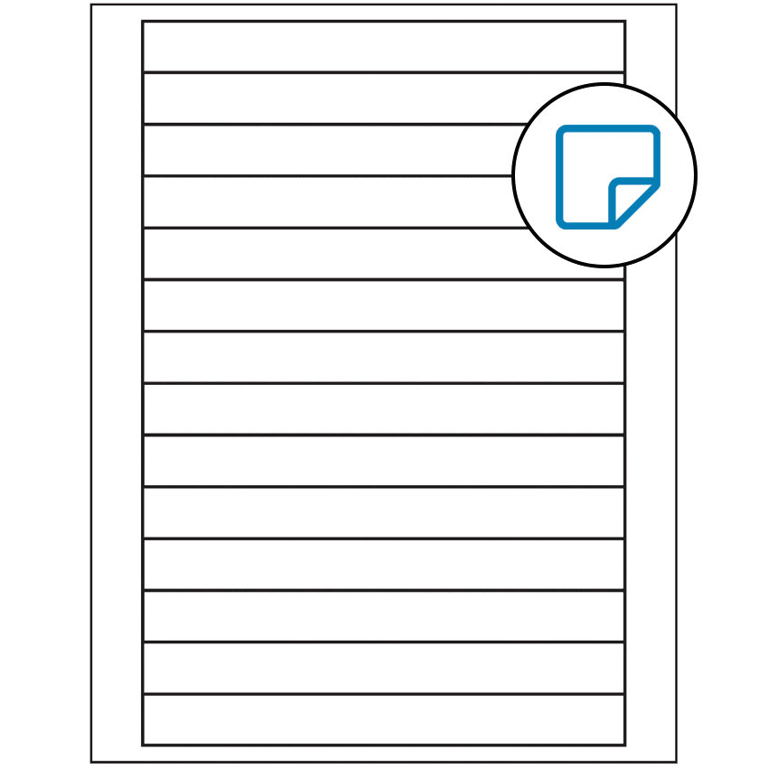 7" x 0.75" White Rectangular Sheet Labels - Removable Adhesive