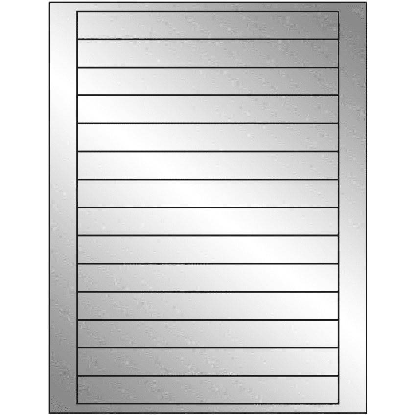 7" x 0.75" Silver Foil Rectangular Sheet Labels