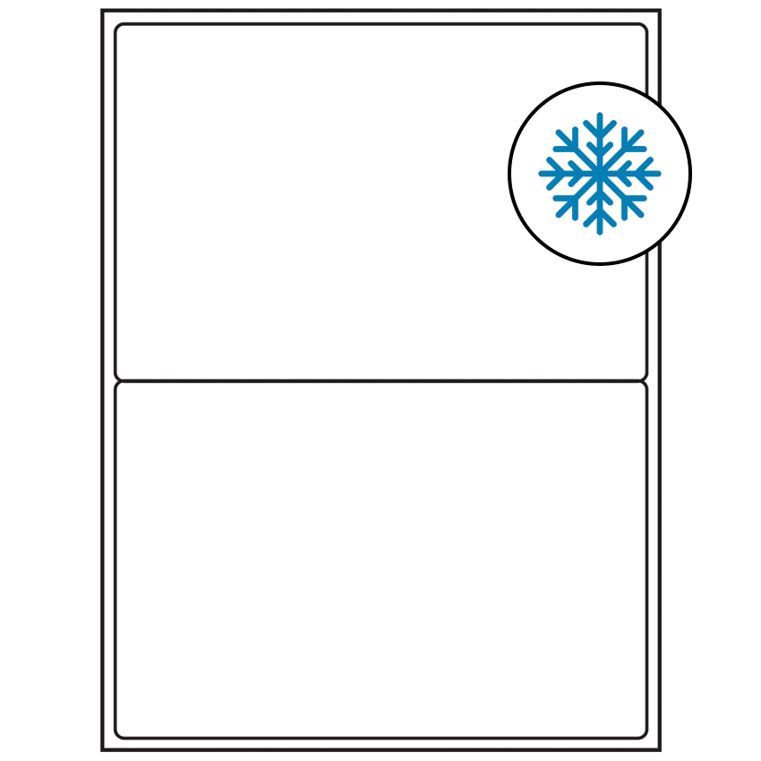 8.4375" x 5.4531" White Rectangular Sheet Labels - Freezer Grade Adhesive