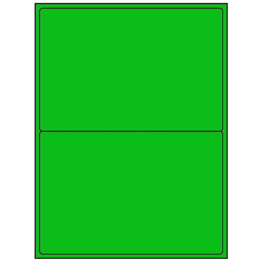 8.4375" x 5.4531" Fluorescent Green Rectangular Sheet Labels
