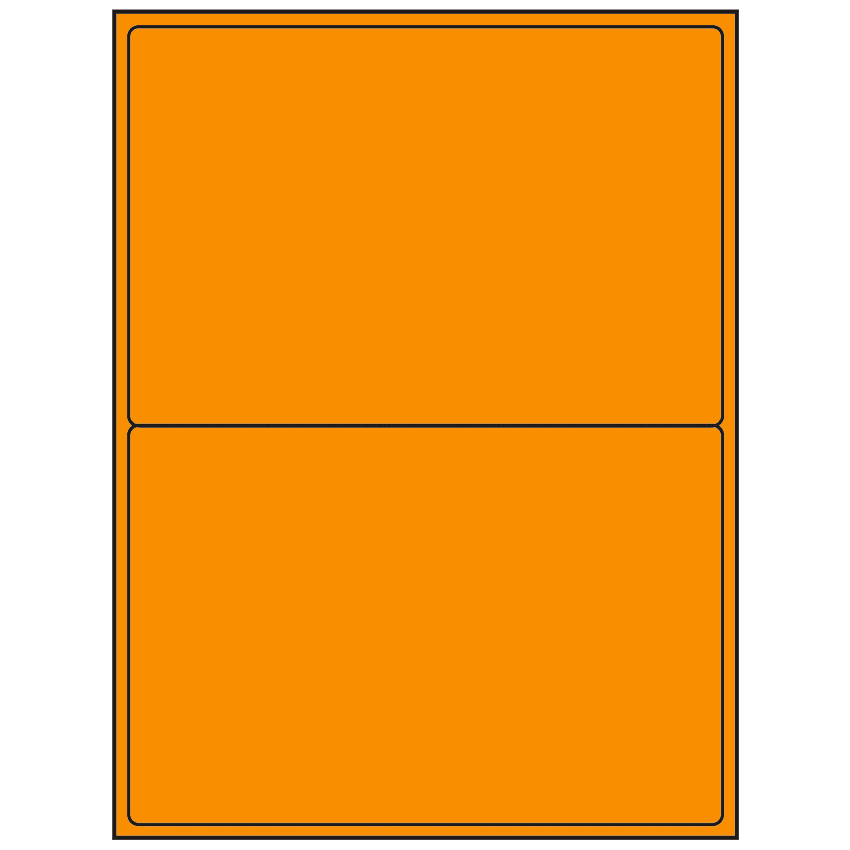 8.4375" x 5.4531" Fluorescent Orange Rectangular Sheet Labels