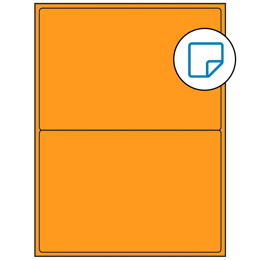 8.4375" x 5.4531" Fluorescent Orange Rectangular Sheet Labels - Removable Adhesive