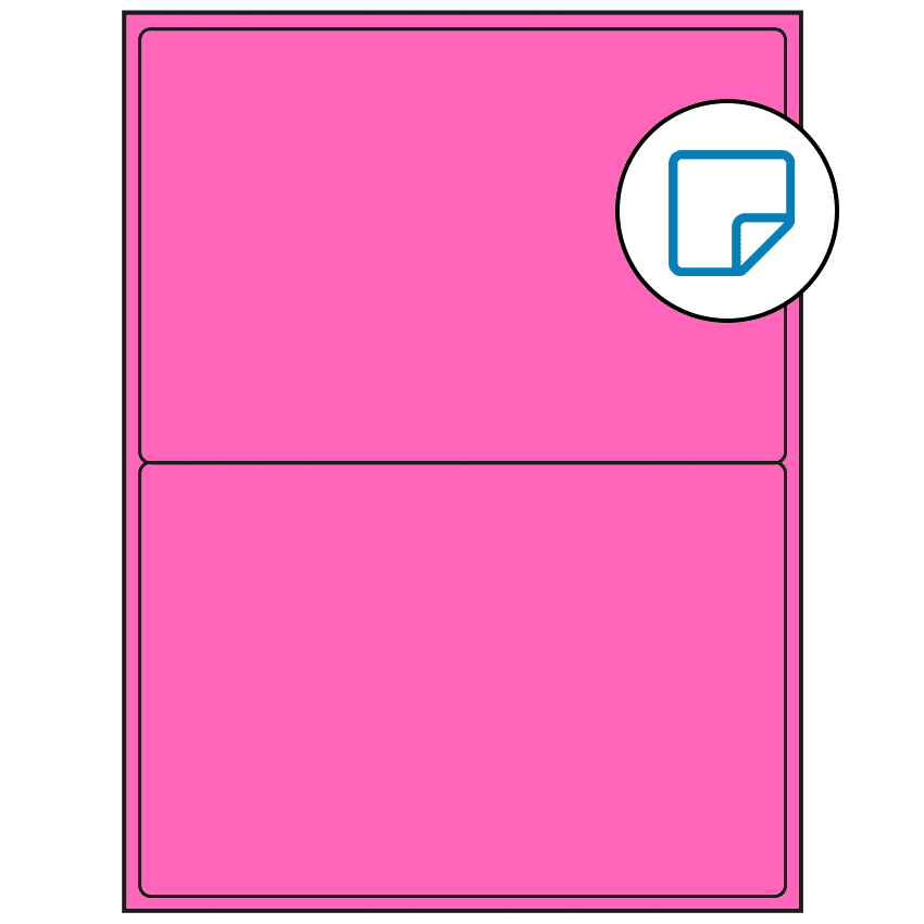 8.4375" x 5.4531" Fluorescent Pink Rectangular Sheet Labels - Removable Adhesive