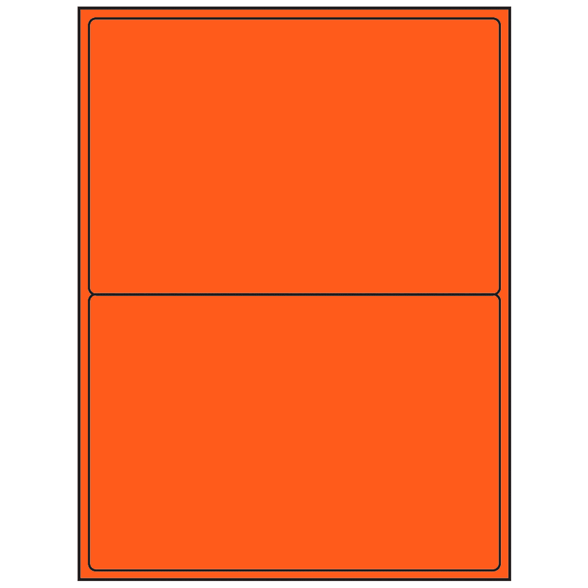 8.4375" x 5.4531" Fluorescent Red Rectangular Sheet Labels