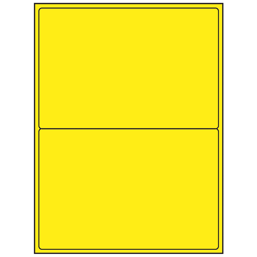 8.4375" x 5.4531" Fluorescent Yellow Rectangular Sheet Labels