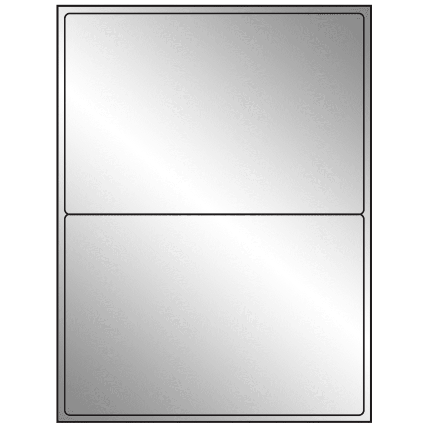 8.4375" x 5.4531" Silver Foil Rectangular Sheet Labels