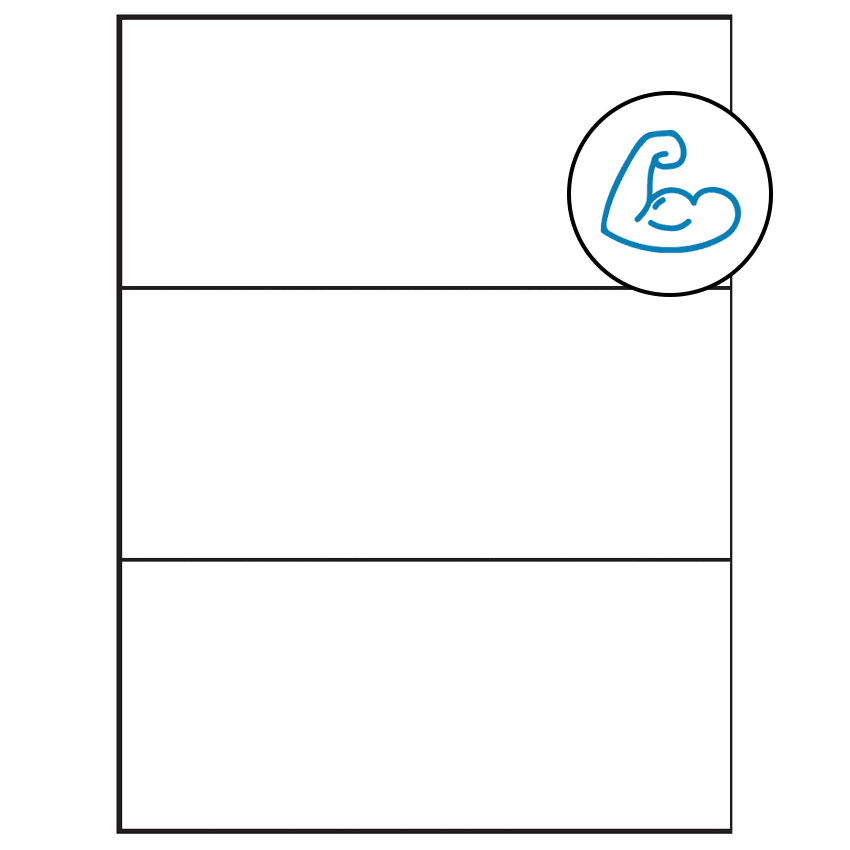 8.5" x 3.666" White Rectangular Sheet Labels - Ultra Aggressive Adhesive