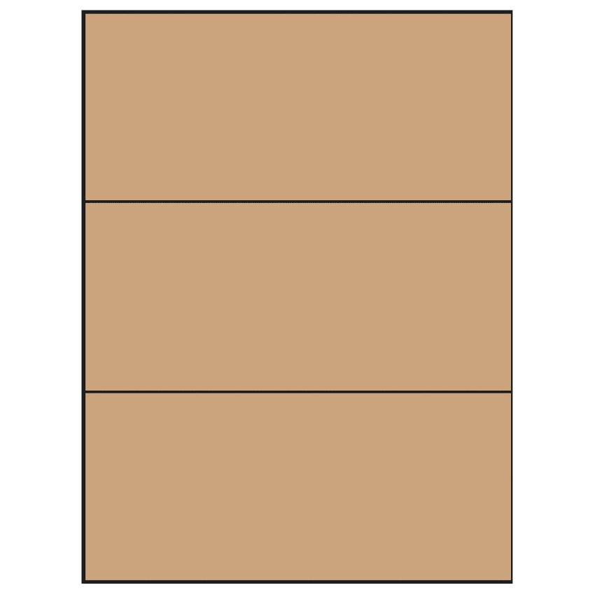 8.5" x 3.666" Brown Kraft Rectangular Sheet Labels