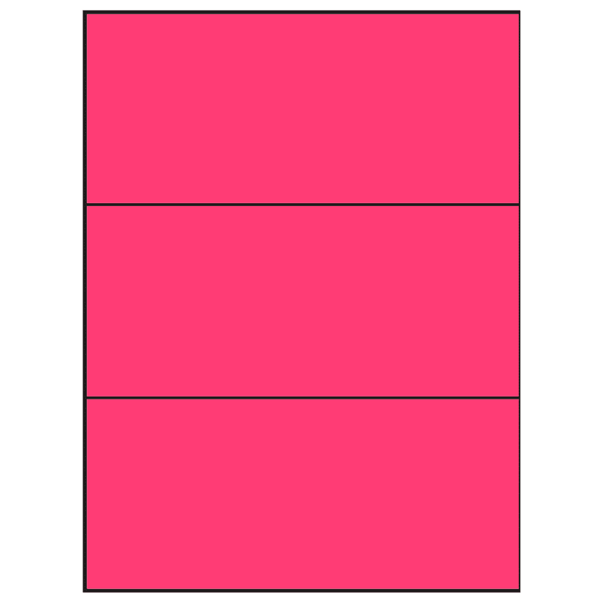 8.5" x 3.666" Fluorescent Pink Rectangular Sheet Labels