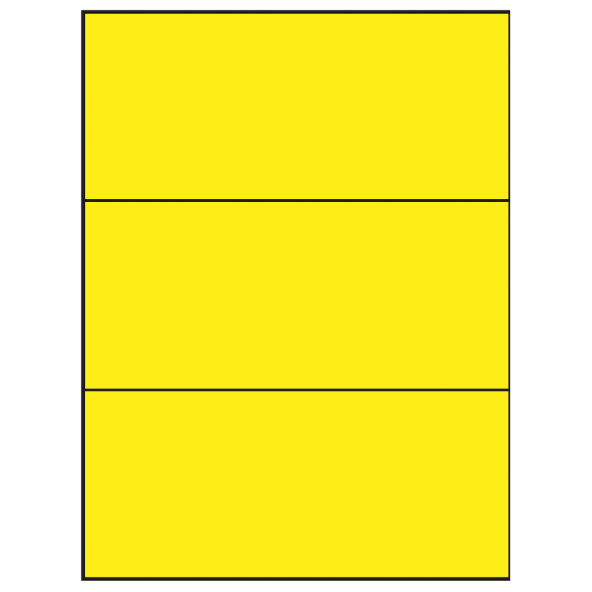 8.5" x 3.666" Fluorescent Yellow Rectangular Sheet Labels