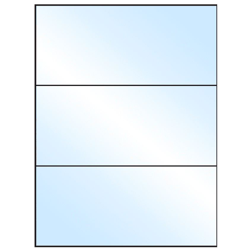 8.5" x 3.666" White Premium High Gloss Rectangular Sheet Labels