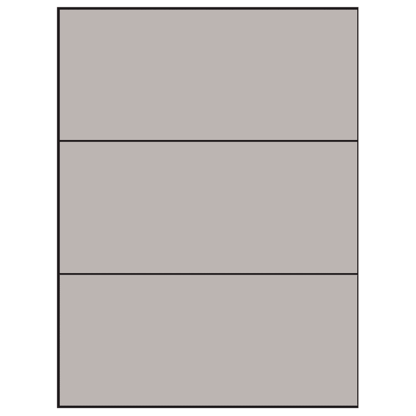 8.5" x 3.666" Gray Rectangular Sheet Labels