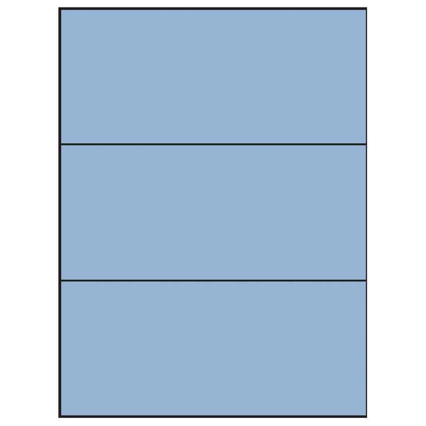 8.5" x 3.666" Pastel Blue Rectangular Sheet Labels