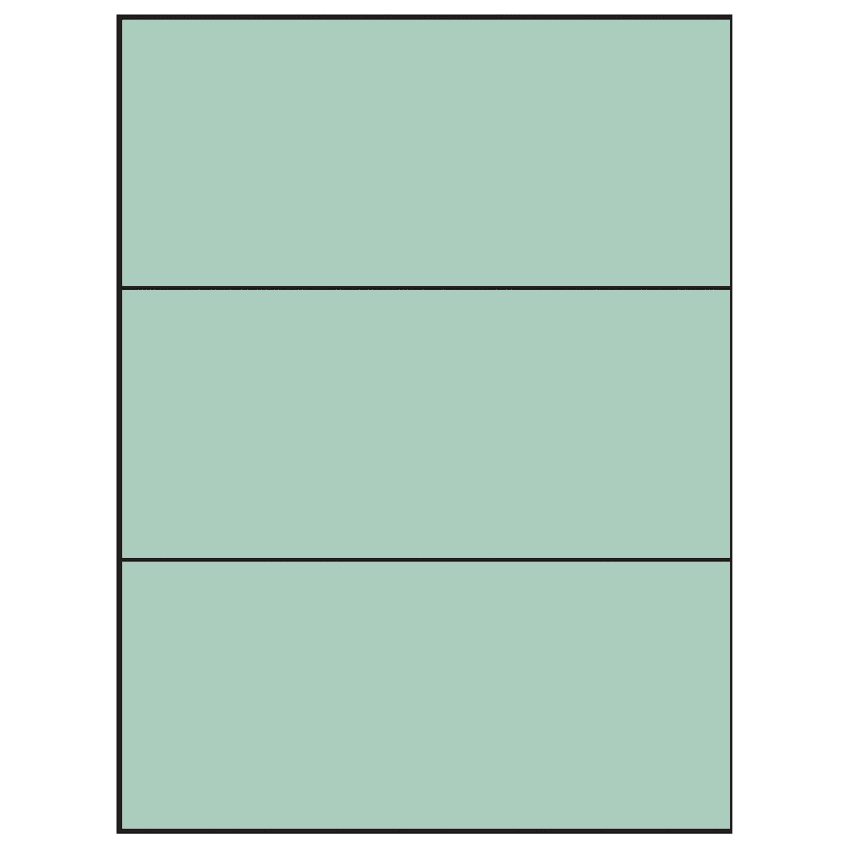 8.5" x 3.666" Pastel Green Rectangular Sheet Labels