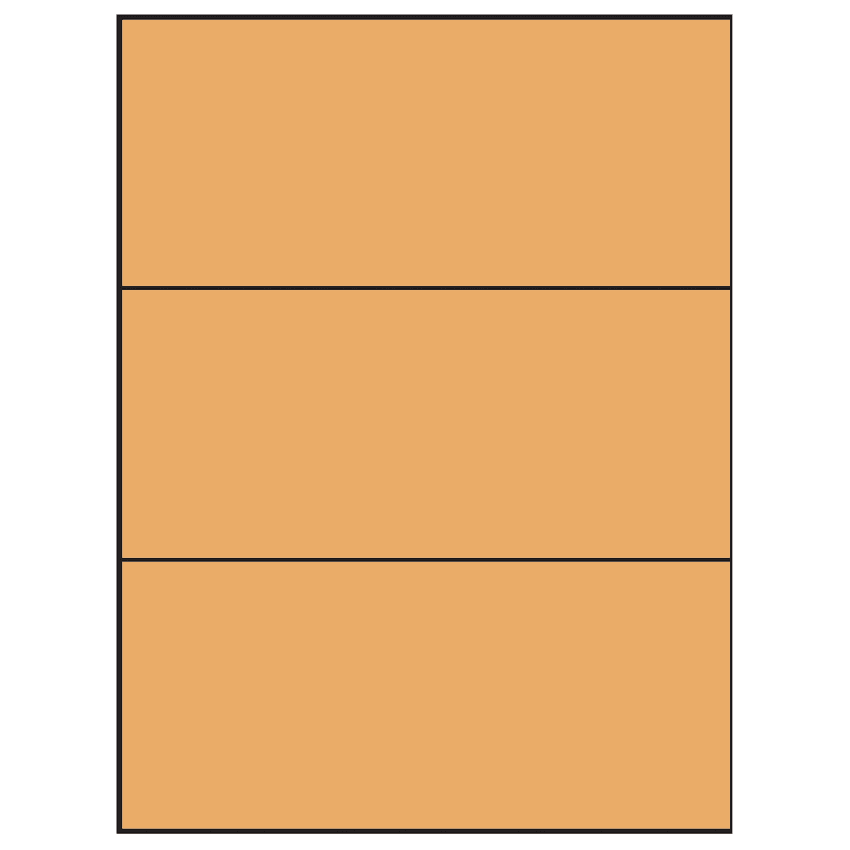 8.5" x 3.666" Pastel Orange Rectangular Sheet Labels