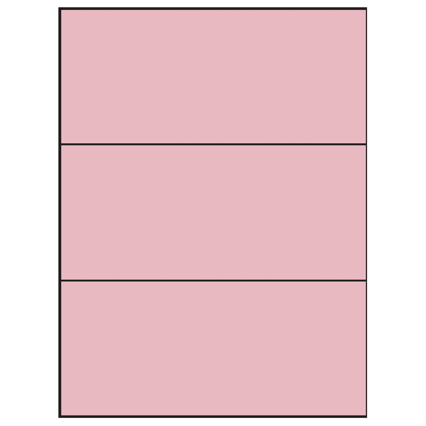 8.5" x 3.666" Pastel Pink Rectangular Sheet Labels