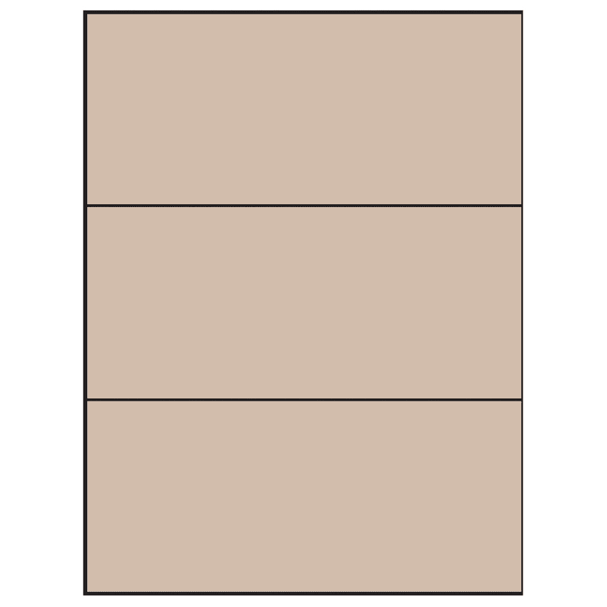 8.5" x 3.666" Pastel Tan Rectangular Sheet Labels