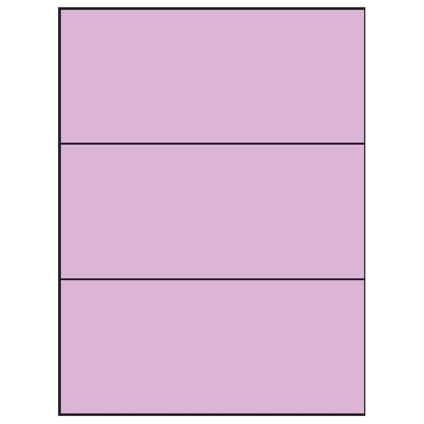 8.5" x 3.666" Pastel Purple Rectangular Sheet Labels