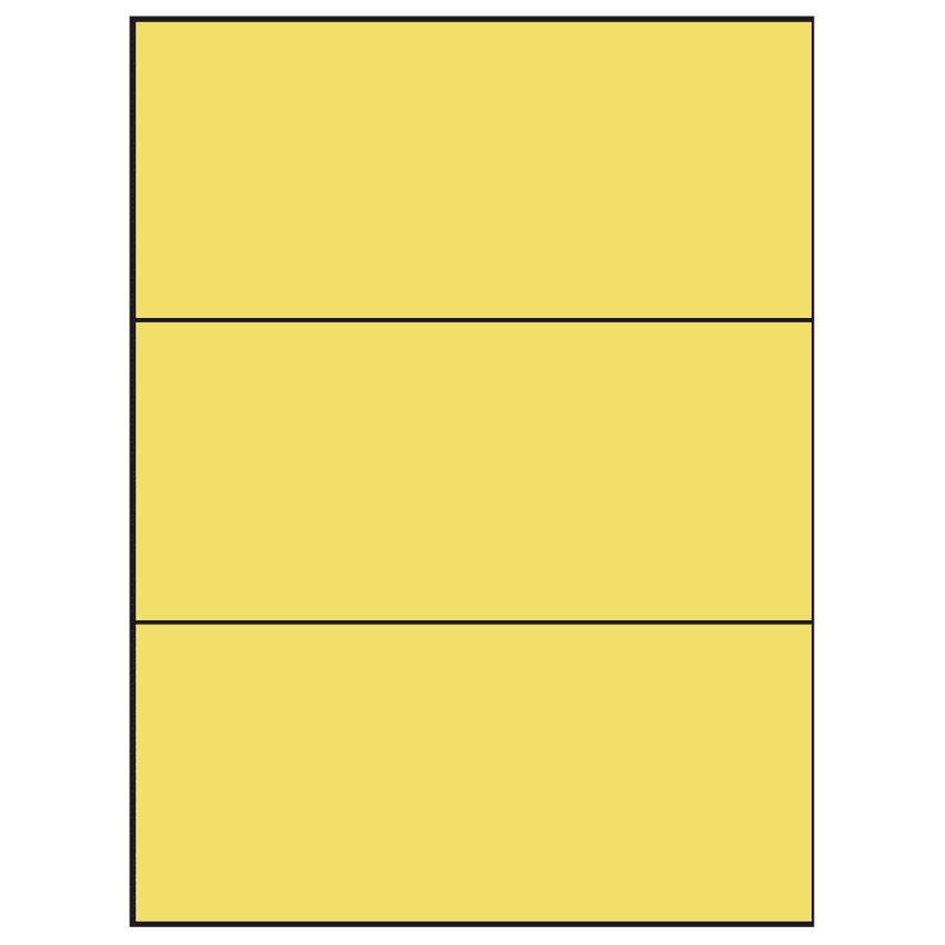 8.5" x 3.666" Pastel Yellow Rectangular Sheet Labels