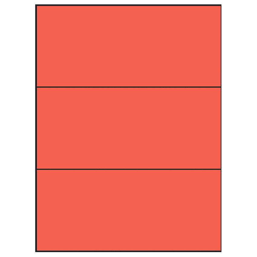 8.5" x 3.666" Red Rectangular Sheet Labels