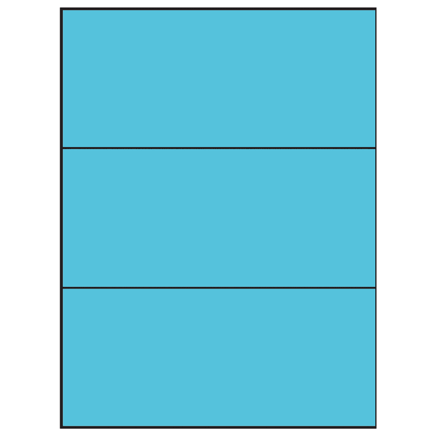 8.5" x 3.666" Turquoise Rectangular Sheet Labels