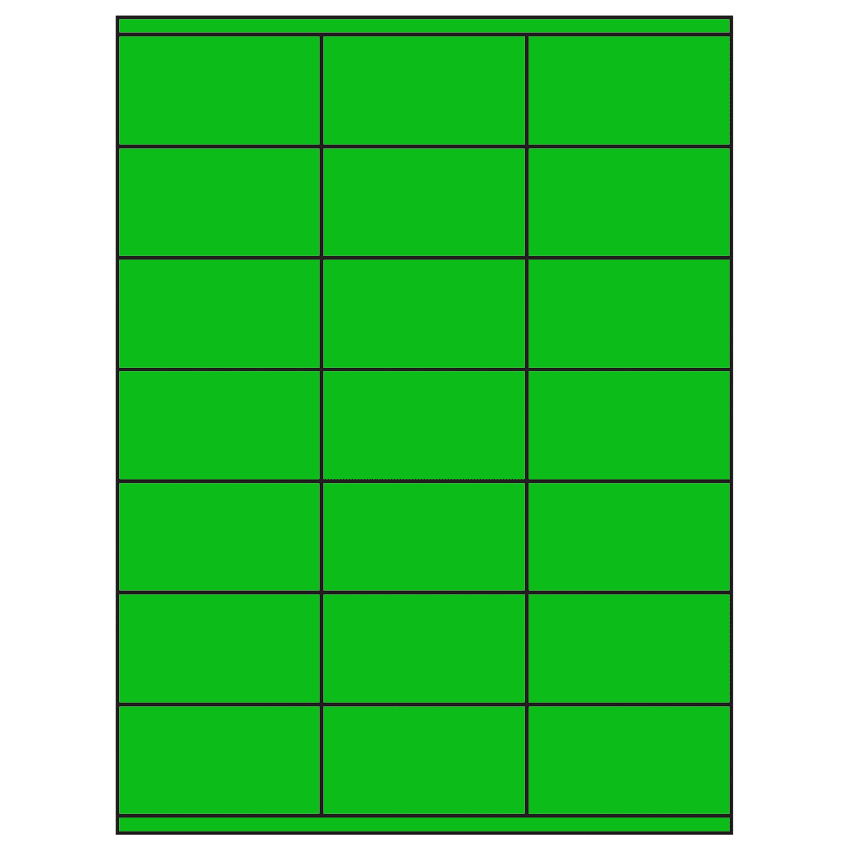 2.83" x 1.5" Fluorescent Green Rectangular Sheet Labels