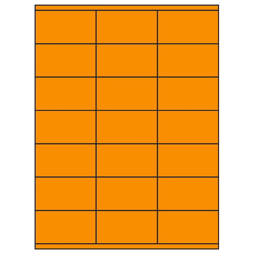2.83" x 1.5" Fluorescent Orange Rectangular Sheet Labels