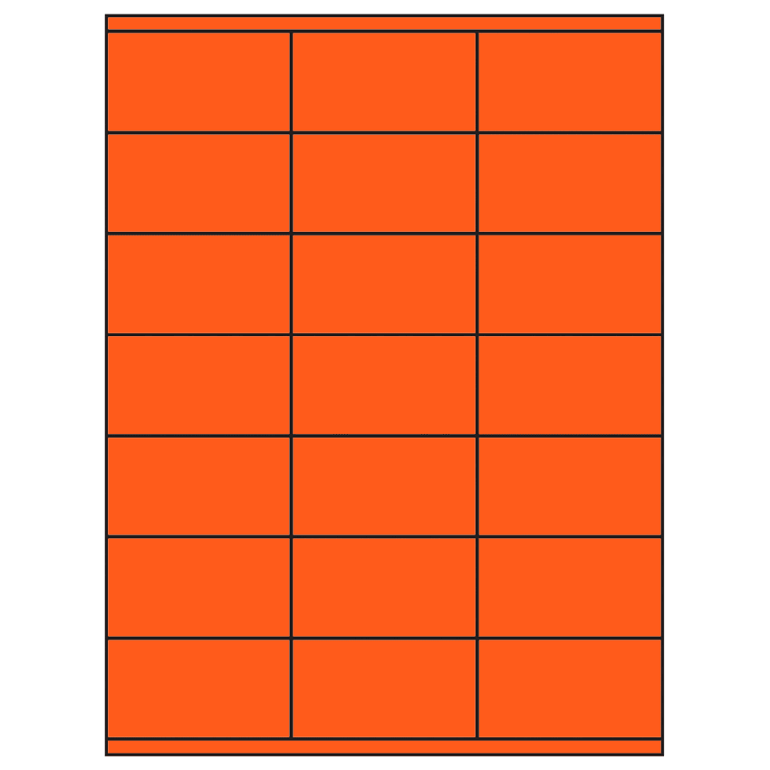 2.83" x 1.5" Fluorescent Red Rectangular Sheet Labels