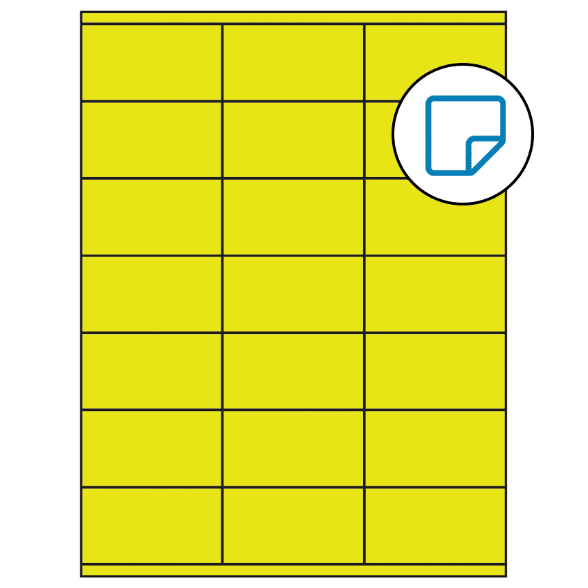 2.83" x 1.5" Fluorescent Yellow Rectangular Sheet Labels - Removable Adhesive