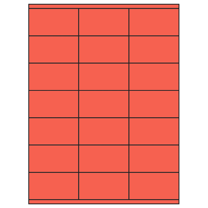 2.83" x 1.5" Red Rectangular Sheet Labels