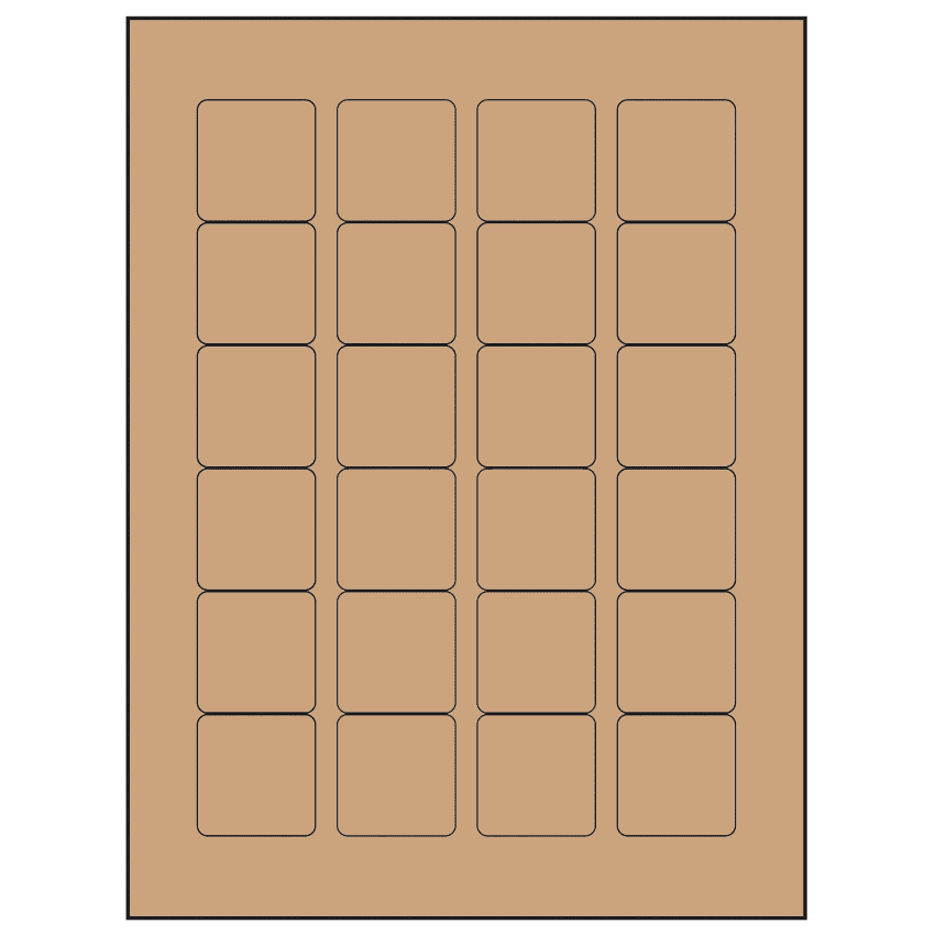 1.5" x 1.5" Brown Kraft Square Sheet Labels