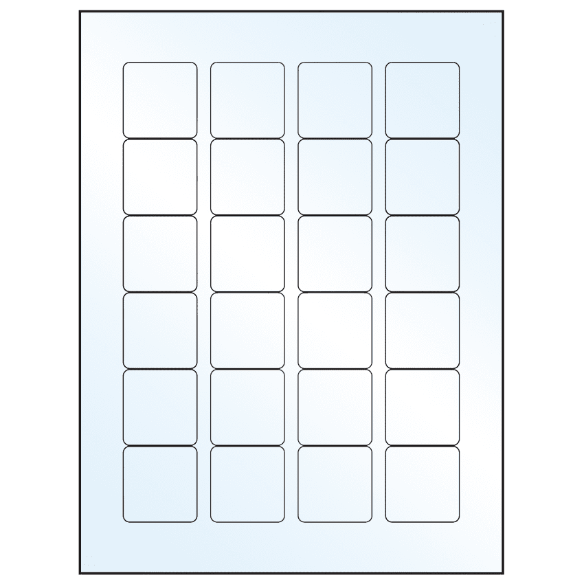 1.5" x 1.5" Crystal Clear Square Sheet Labels