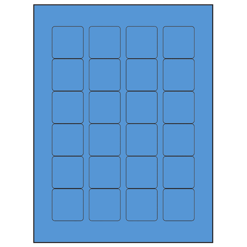 1.5" x 1.5" Fluorescent Blue Square Sheet Labels
