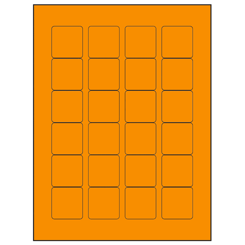 1.5" x 1.5" Fluorescent Orange Square Sheet Labels