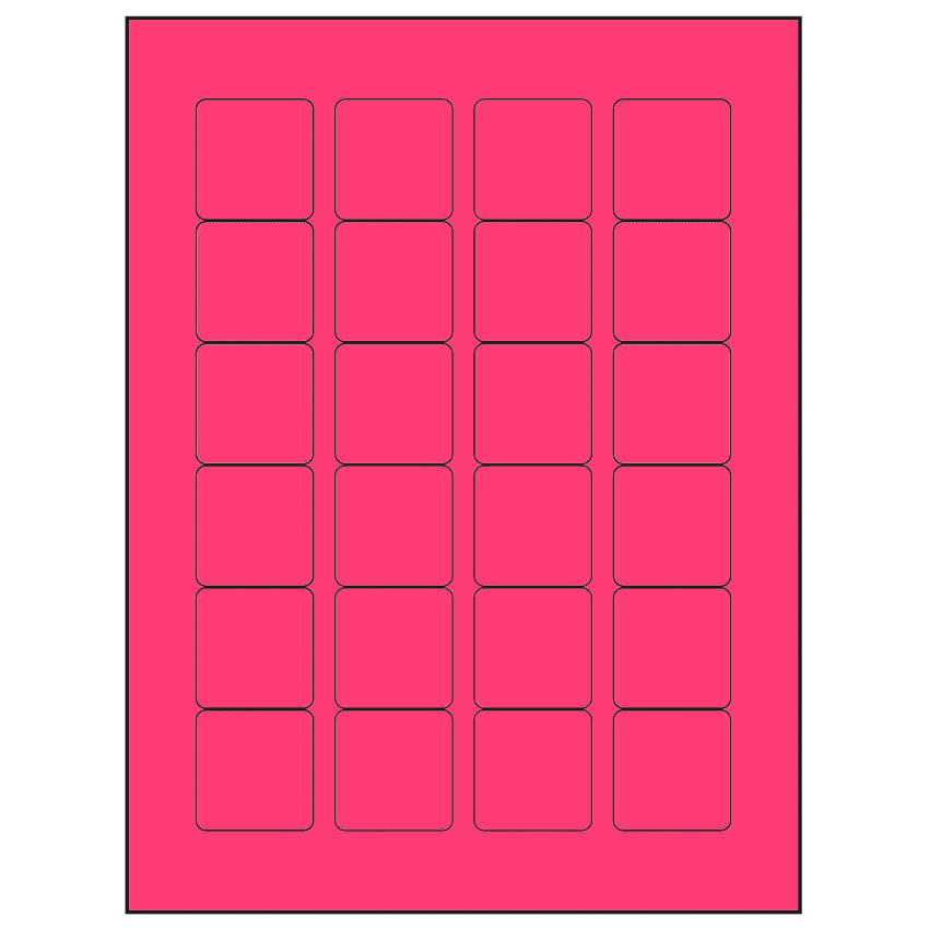 1.5" x 1.5" Fluorescent Pink Square Sheet Labels