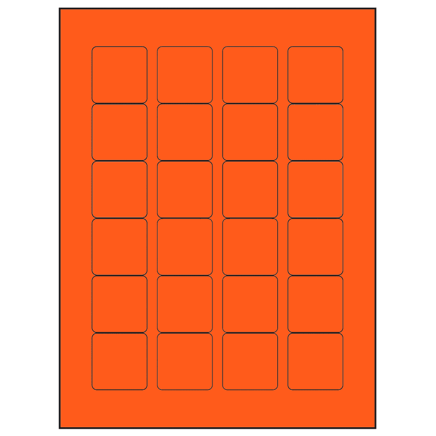 1.5" x 1.5" Fluorescent Red Square Sheet Labels