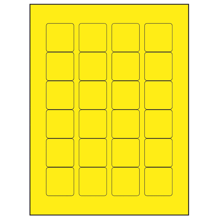 1.5" x 1.5" Fluorescent Yellow Square Sheet Labels