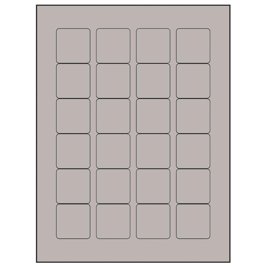 1.5" x 1.5" Gray Square Sheet Labels